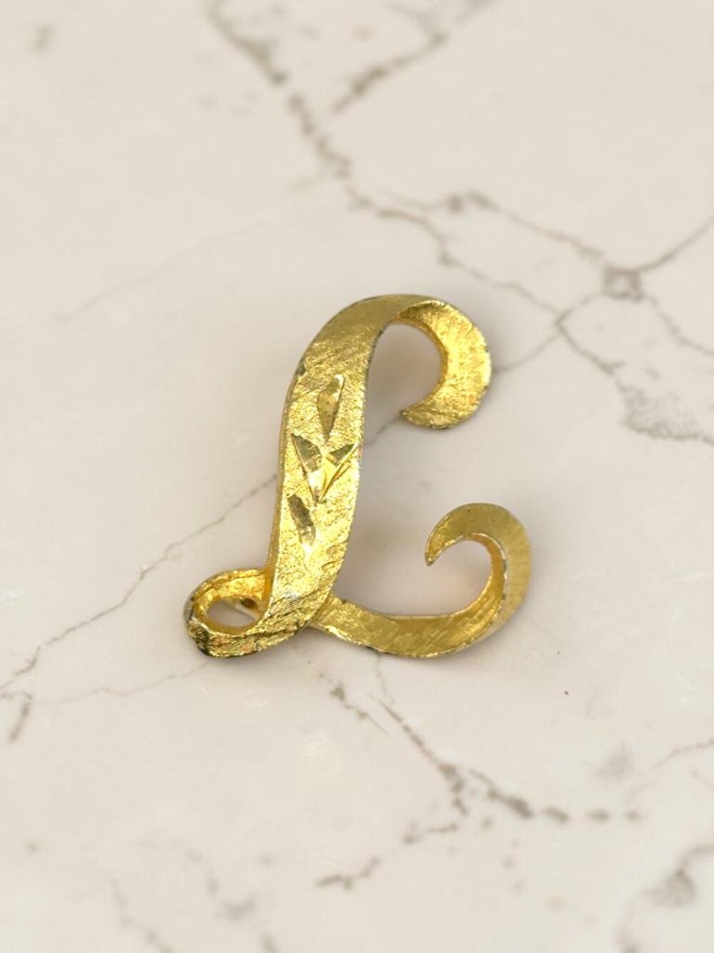 Mamselle Gold-Tone "L" Brooch